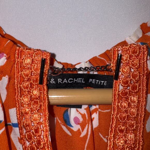 Zac & Rachel floral orange blouse women’s size petite medium - Picture 5 of 6